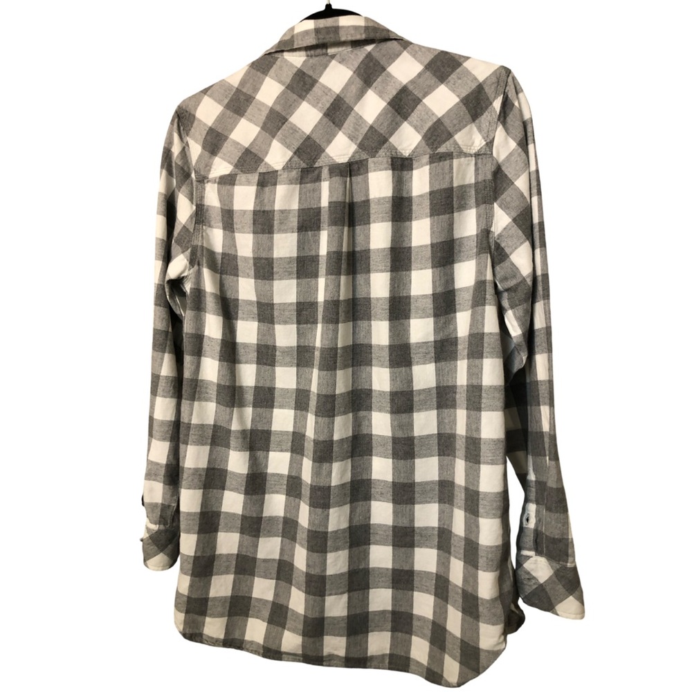 WindRiver Heritage Oversized Buffalo Plaid Flannel Shirt Grey/White Unisex Sz L - Picture 5 of 8